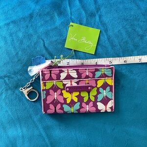 Vera Bradley Purple Multi Butterfly Card Case with Key Clip flutterby retired